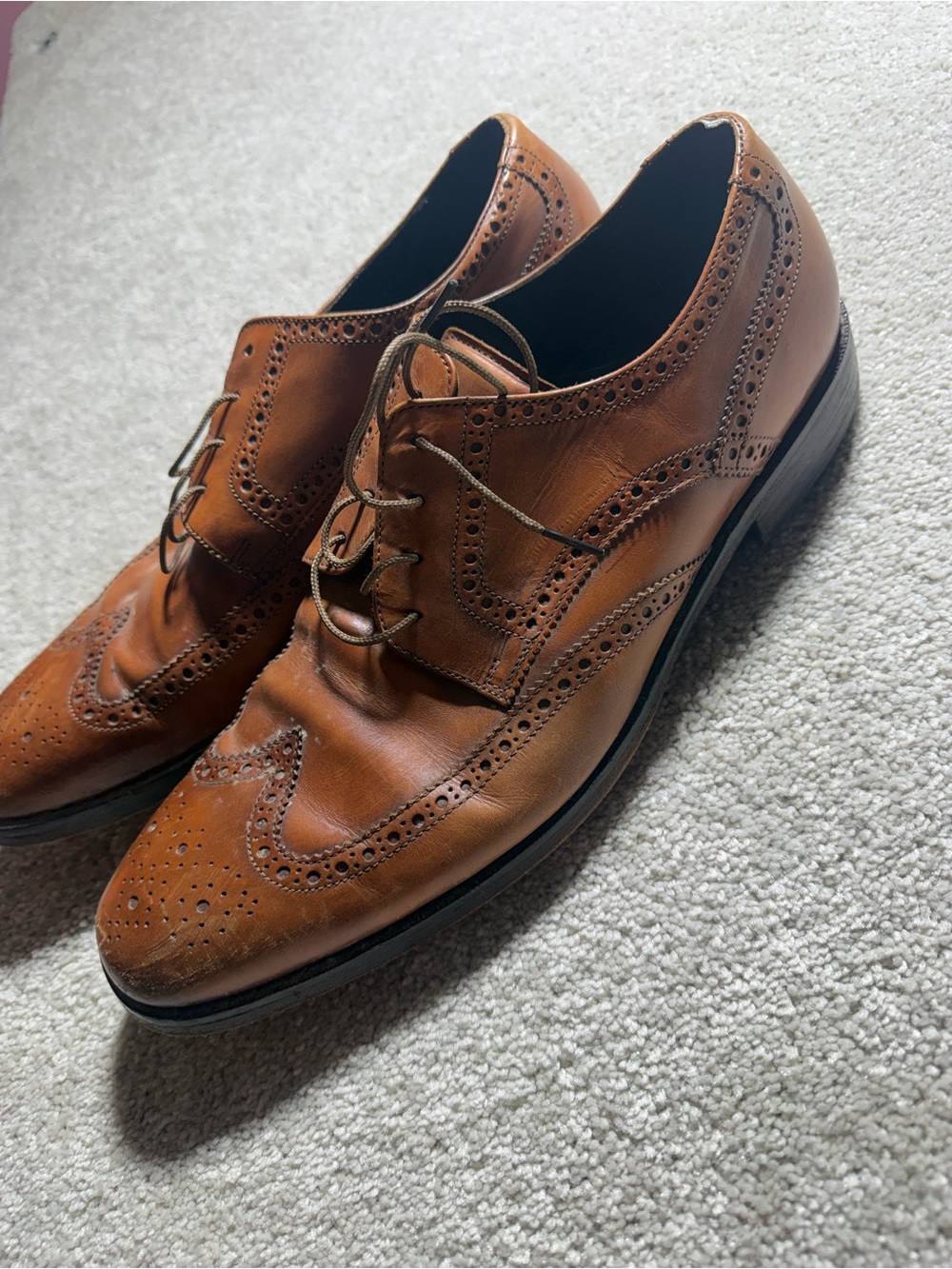 Cole Haan Benton Leather Wingtip Derby II Brown Leather Shoes Mens Size US 13